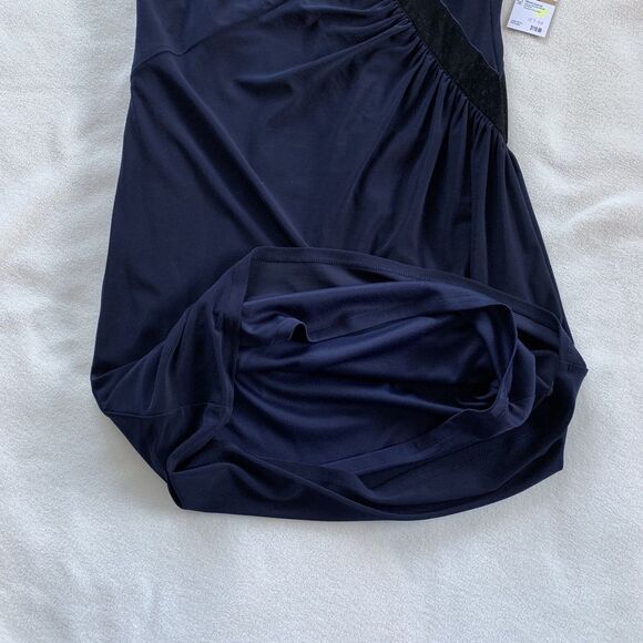 NINE WEST Indigo Blue Sheath Velvet Velour Sleeveless Dress Women's Size 12 NWT - Picture 10 of 12